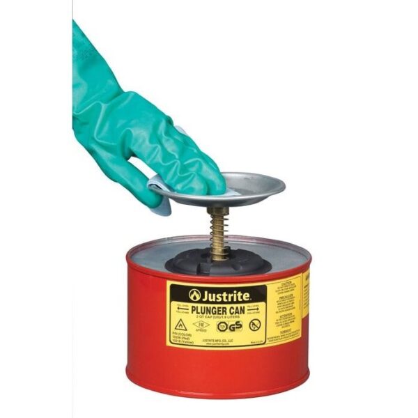 2 Quart Steel Plunger Dispensing Can, Perforated Pan Screen Serves as Flame Arrester, Red - 10208 - Image 2